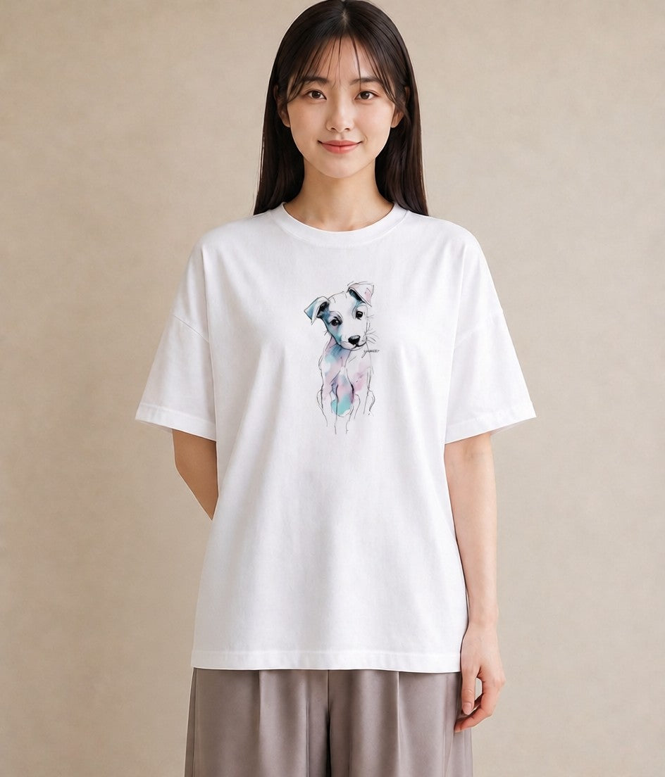 グラフィックTシャツ レディース わんちゃん 犬 いぬ イラスト ガーリー 親子 20代 白T