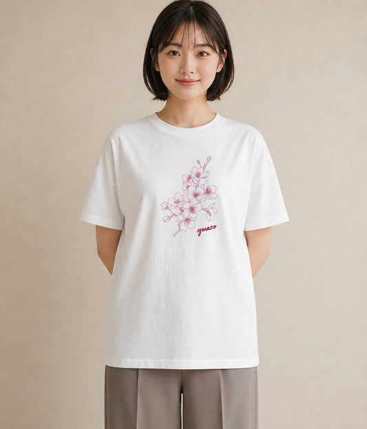 グラフィックTシャツ レディース さくら 桜 桜の枝 イラスト 可愛い ホワイトデー 春服 白T