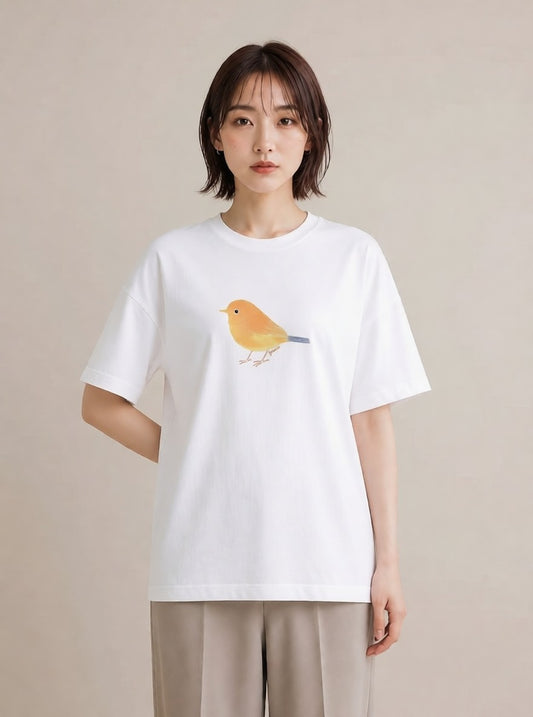 プリントTシャツ レディース ことり ペット 動物 イラスト ラフ レイヤード 友達ギフト 白T