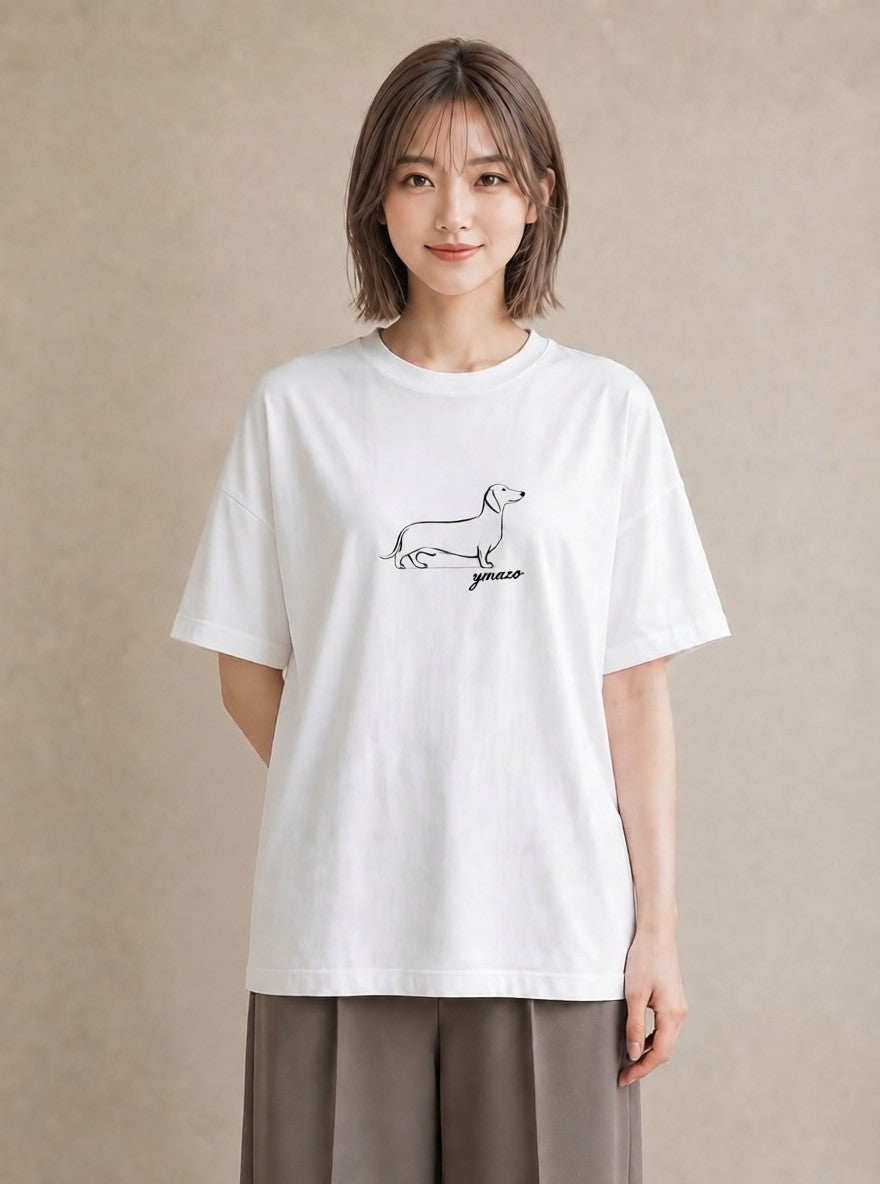 Tシャツ レディース 犬 いぬ わんこ イラスト お洒落 散歩 お出かけ 白T