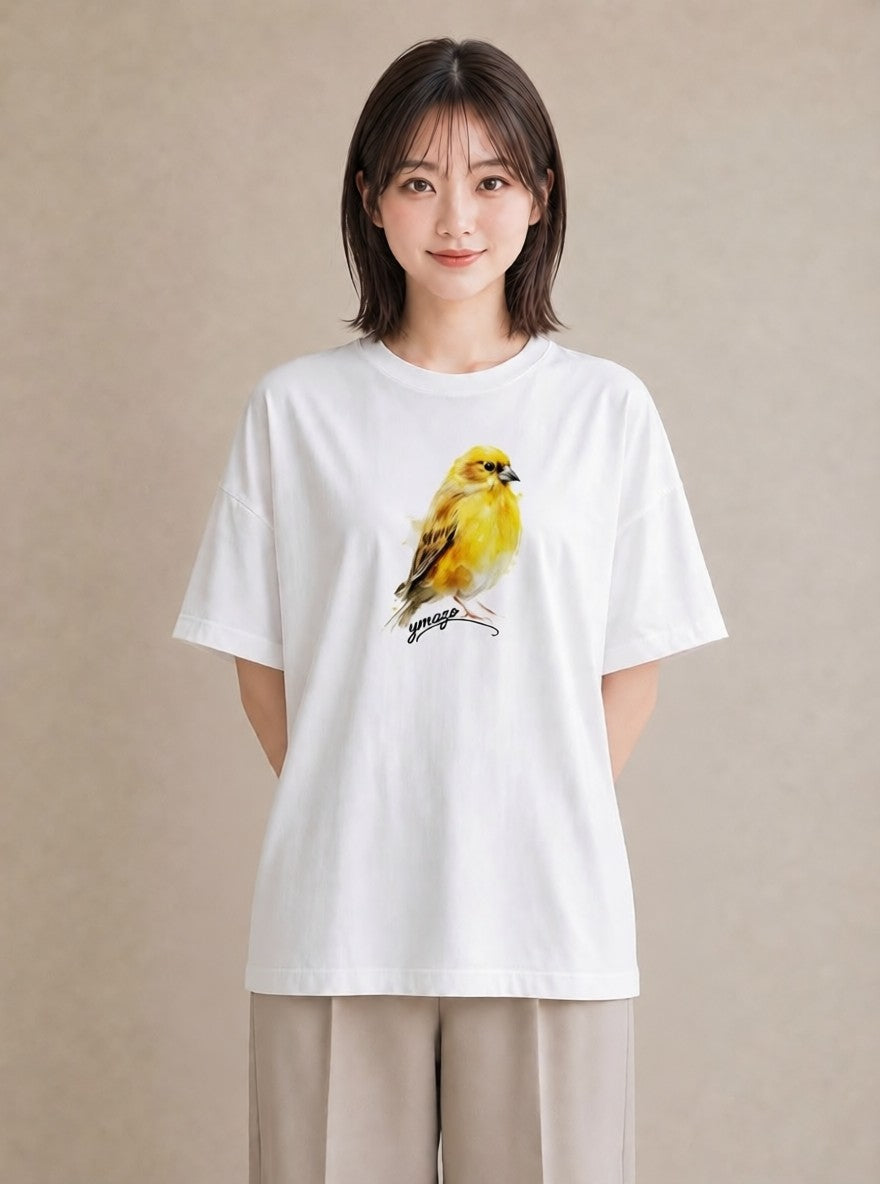 半袖Tシャツ レディース シマエナガ しまえなが 動物 アニマル イラスト カジュアル 通勤 在宅 白T