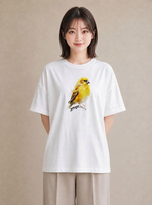 半袖Tシャツ レディース シマエナガ しまえなが 動物 アニマル イラスト カジュアル 通勤 在宅 白T