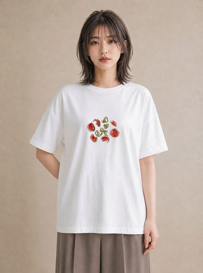 グラフィックTシャツ レディース すいか 食べ物 フード イラスト きれいめカジュアル 通学 誕生日プレゼント 白T