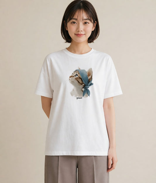 デザインTシャツ レディース 愛猫 猫 ねこ イラスト ボタニカル レイヤード 友達ギフト 白T