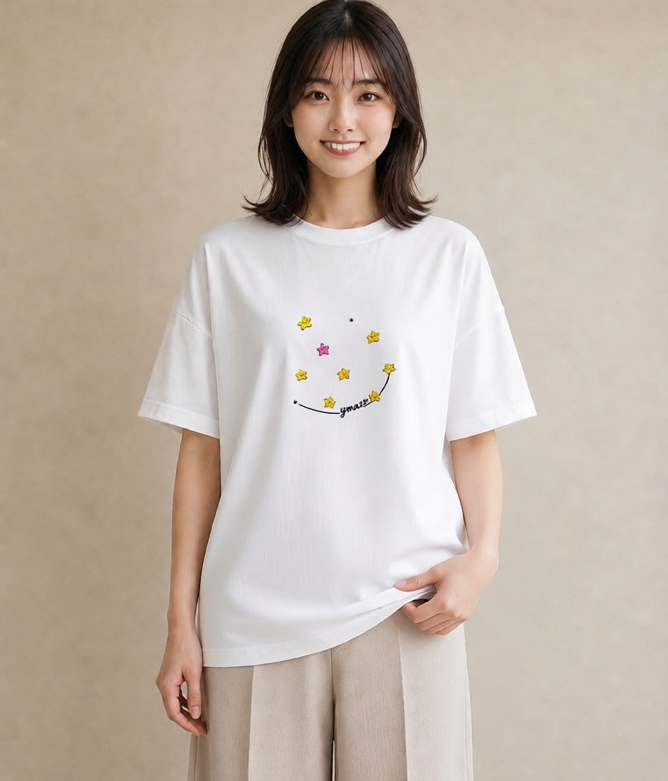 Tシャツ レディース 星 星空 宇宙 イラスト ボタニカル 女性向けギフト 散歩 白T