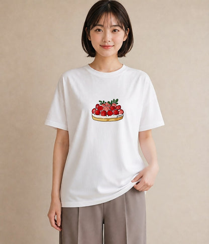 グラフィックTシャツ レディース パフェ 食べ物 フード イラスト ラフカジュアル 自分用 ルームウェア 白T