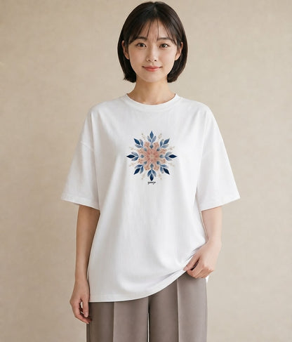 デザインTシャツ レディース 雪の結晶 星空 宇宙 イラスト 北欧風 旅行用 海 白T