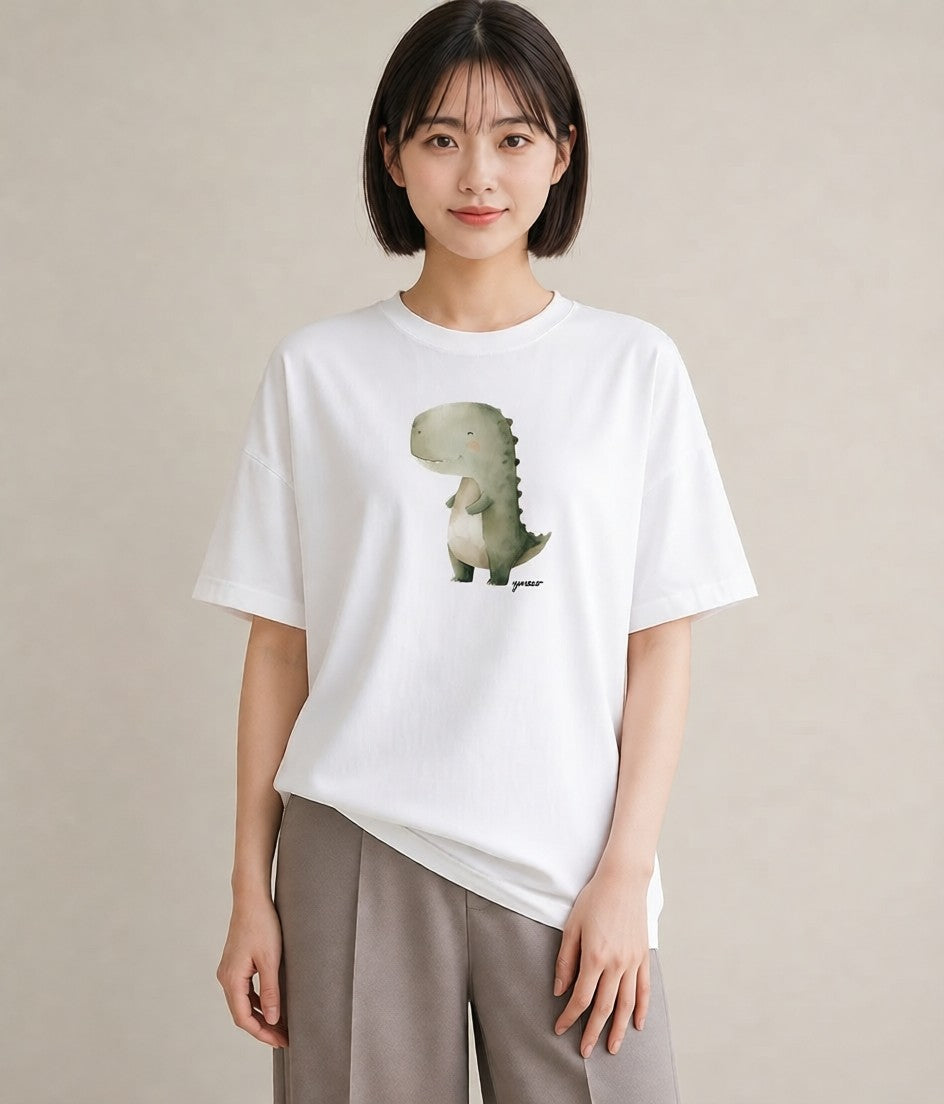 プリントTシャツ レディース カバ 動物 アニマル イラスト ママ カフェ服 白T