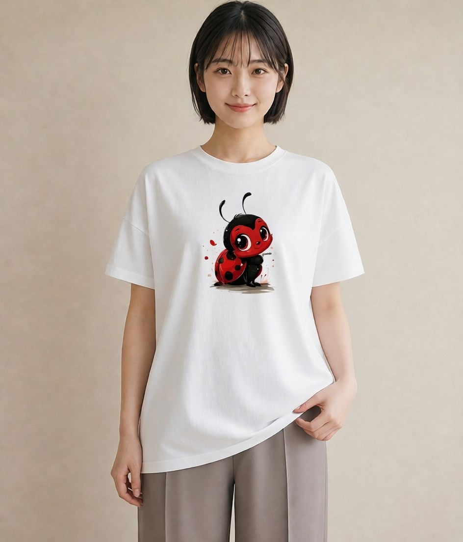 Tシャツ レディース てんとう虫 昆虫 虫 イラスト 普段使い ギフト 母の日 白T