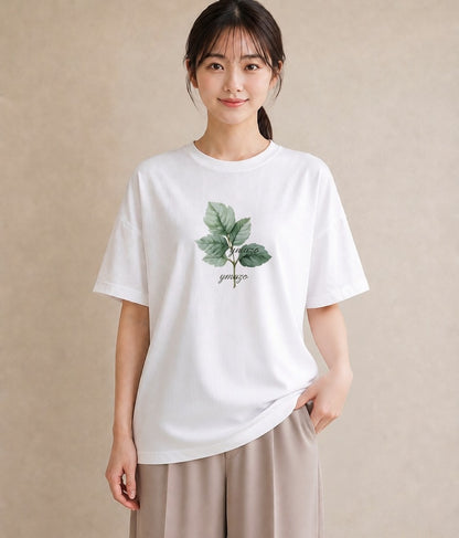 グラフィックTシャツ レディース 葉っぱ 植物 ボタニカル イラスト ミニマル 女性 旅行用 白T