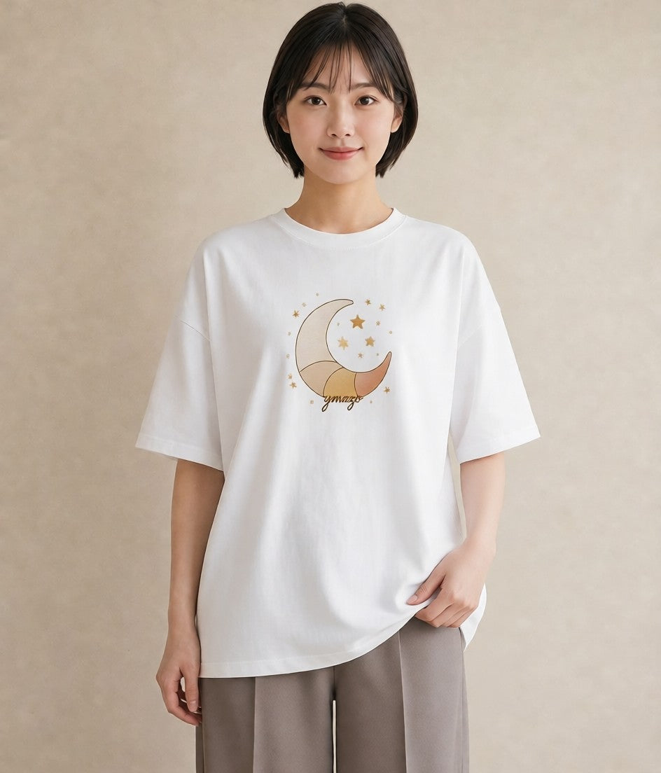Tシャツ レディース 流れ星 星空 宇宙 イラスト ポップ お出かけ 普段着 白T