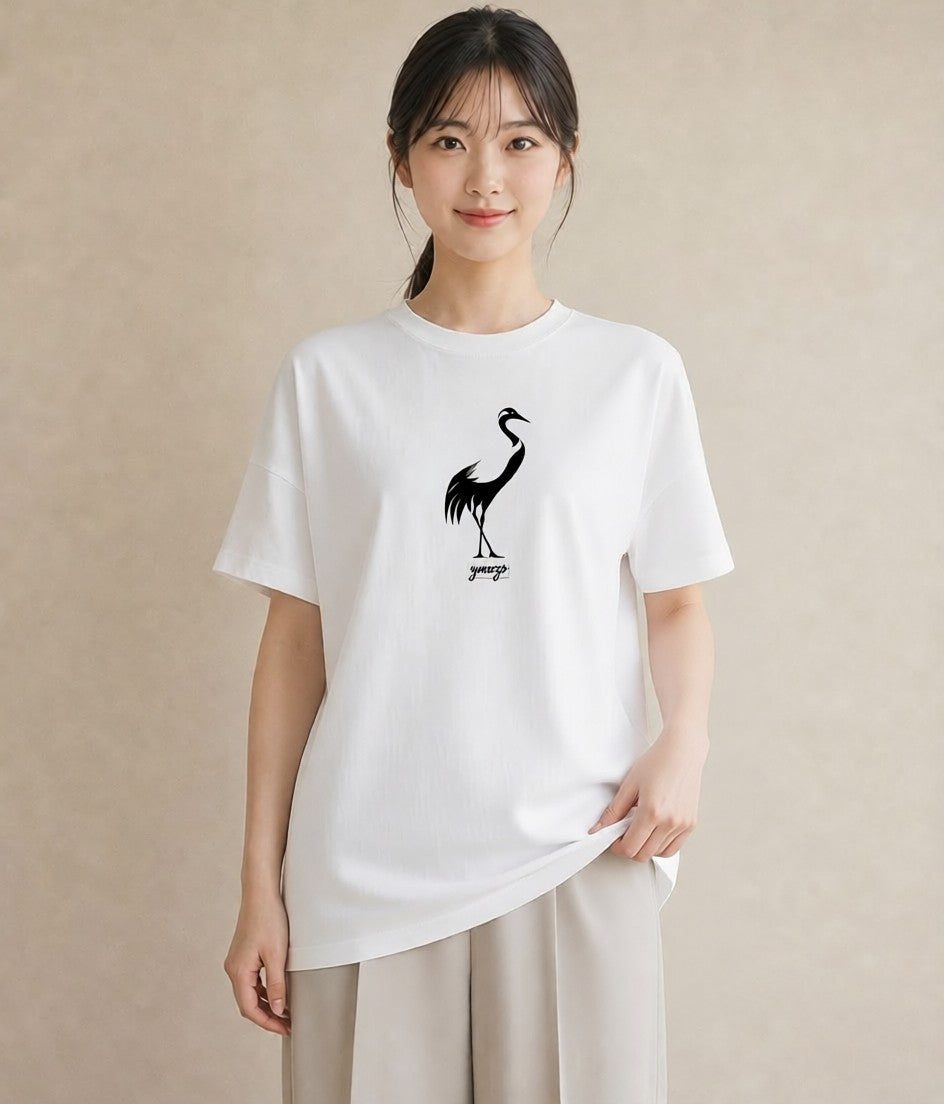 半袖Tシャツ レディース 折り鶴 折り紙 ナチュラル アンティーク イラスト ニュアンス 散歩 お出かけ 白T