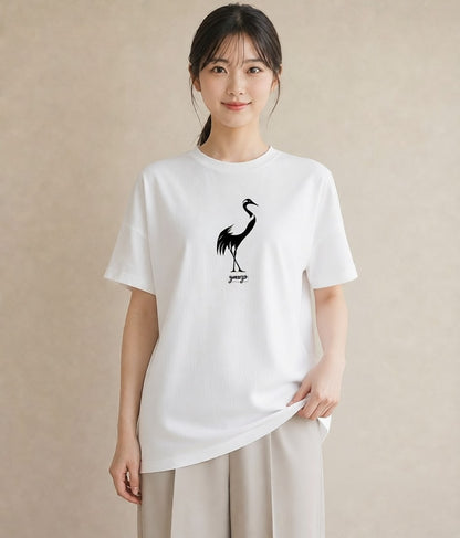 半袖Tシャツ レディース 折り鶴 折り紙 ナチュラル アンティーク イラスト ニュアンス 散歩 お出かけ 白T