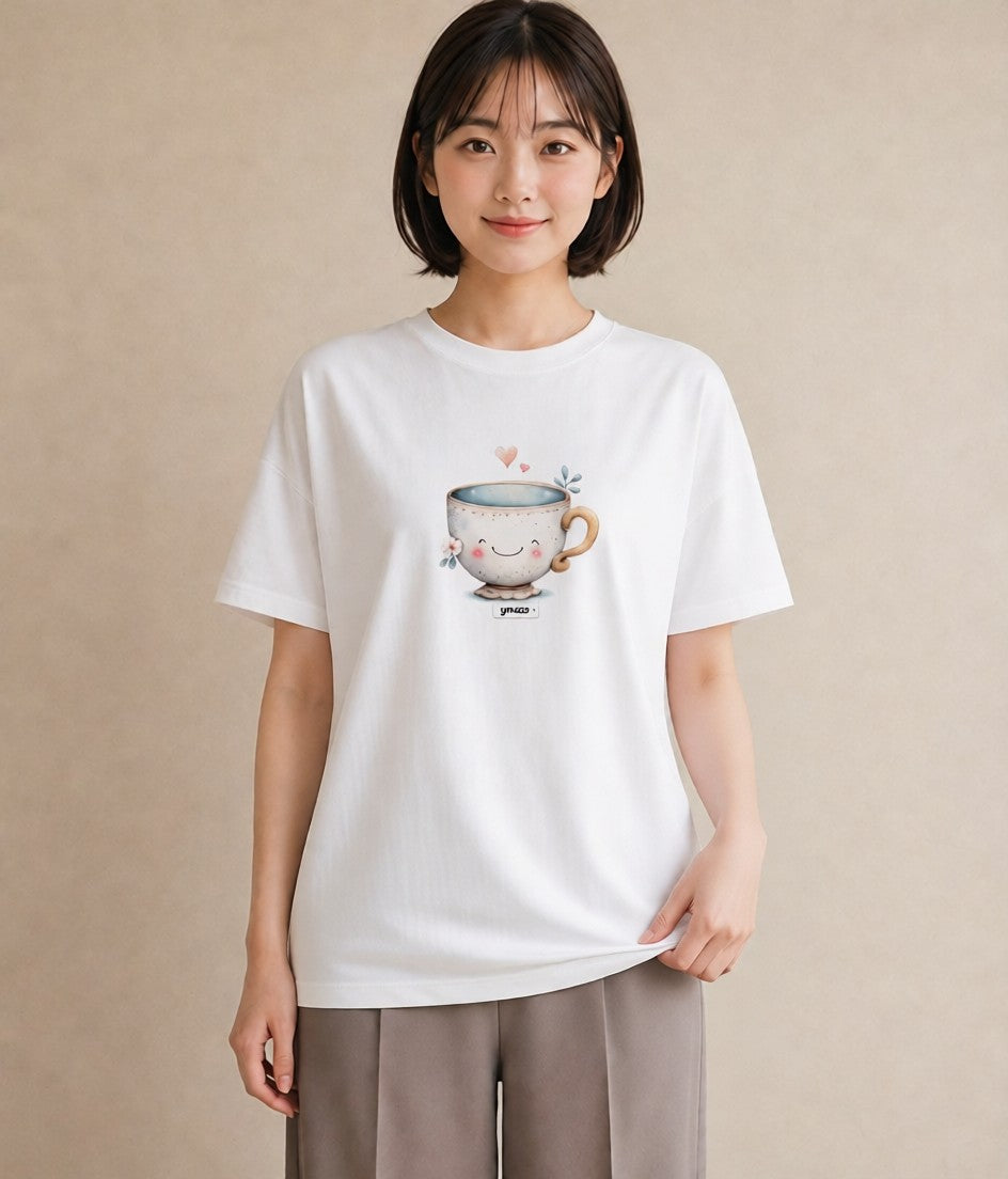 デザインTシャツ レディース ココア 食べ物 フード イラスト 旅行コーデ ルームウェア ギフト 白T