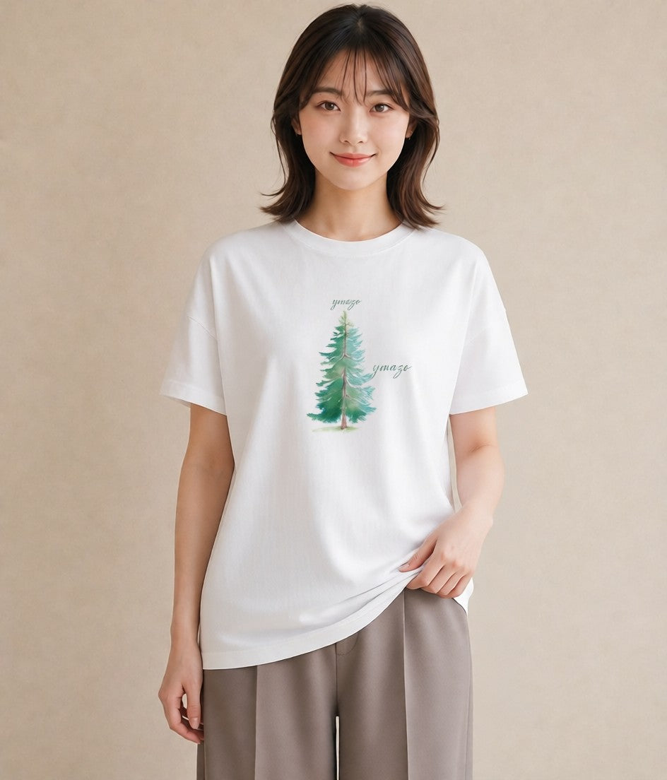 グラフィックTシャツ レディース 山 星空 宇宙 イラスト 部屋着 女性向けギフト 白T