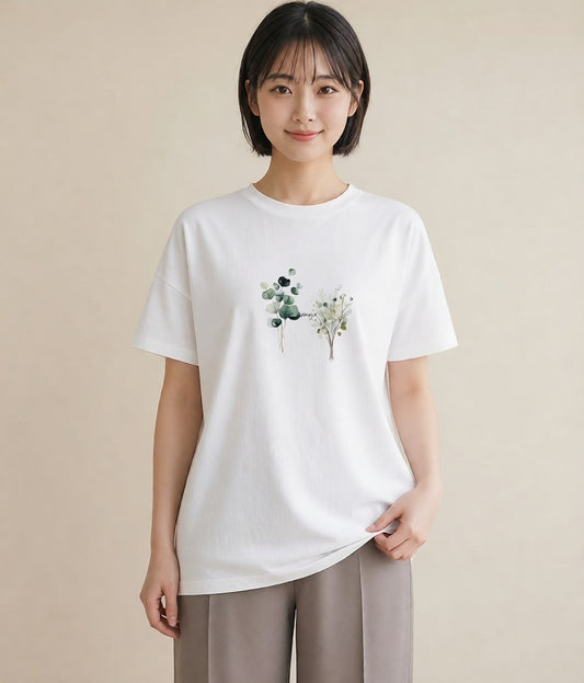 Tシャツ レディース ハーブ 植物 ボタニカル イラスト 個性的 春コーデ 姉妹 白T
