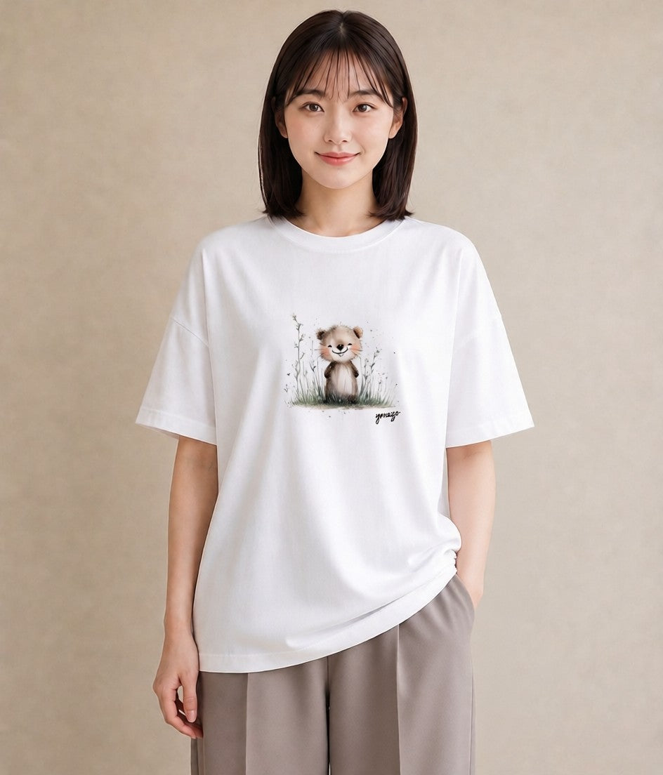 半袖Tシャツ レディース ゴールデンハムスター ペット 動物 イラスト シック 20代 カジュアルコーデ 白T