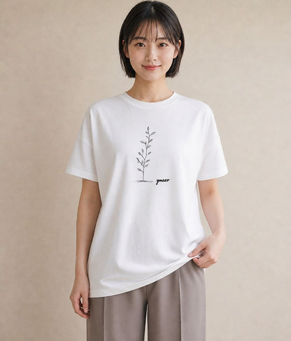 プリントTシャツ レディース 小花 花 フラワー イラスト お洒落 買い物 夏コーデ 白T