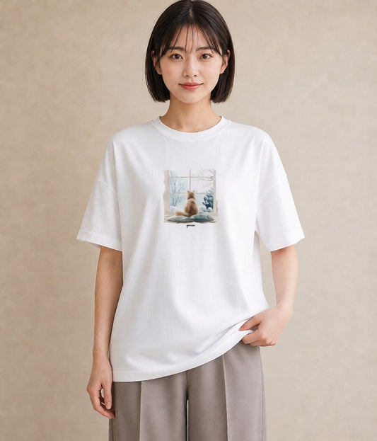 プリントTシャツ レディース ソマリ 猫 ねこ イラスト カジュアル 公園 ママ 白T