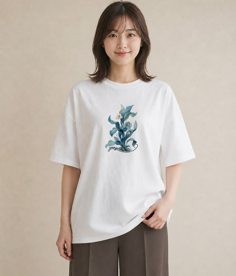 プリントTシャツ レディース すずらん 花 花柄 イラスト ミニマル お揃い 親子 白T
