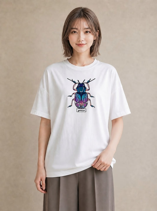 プリントTシャツ レディース クワガタ 昆虫 虫 イラスト ユニーク 夏コーデ 通学 白T
