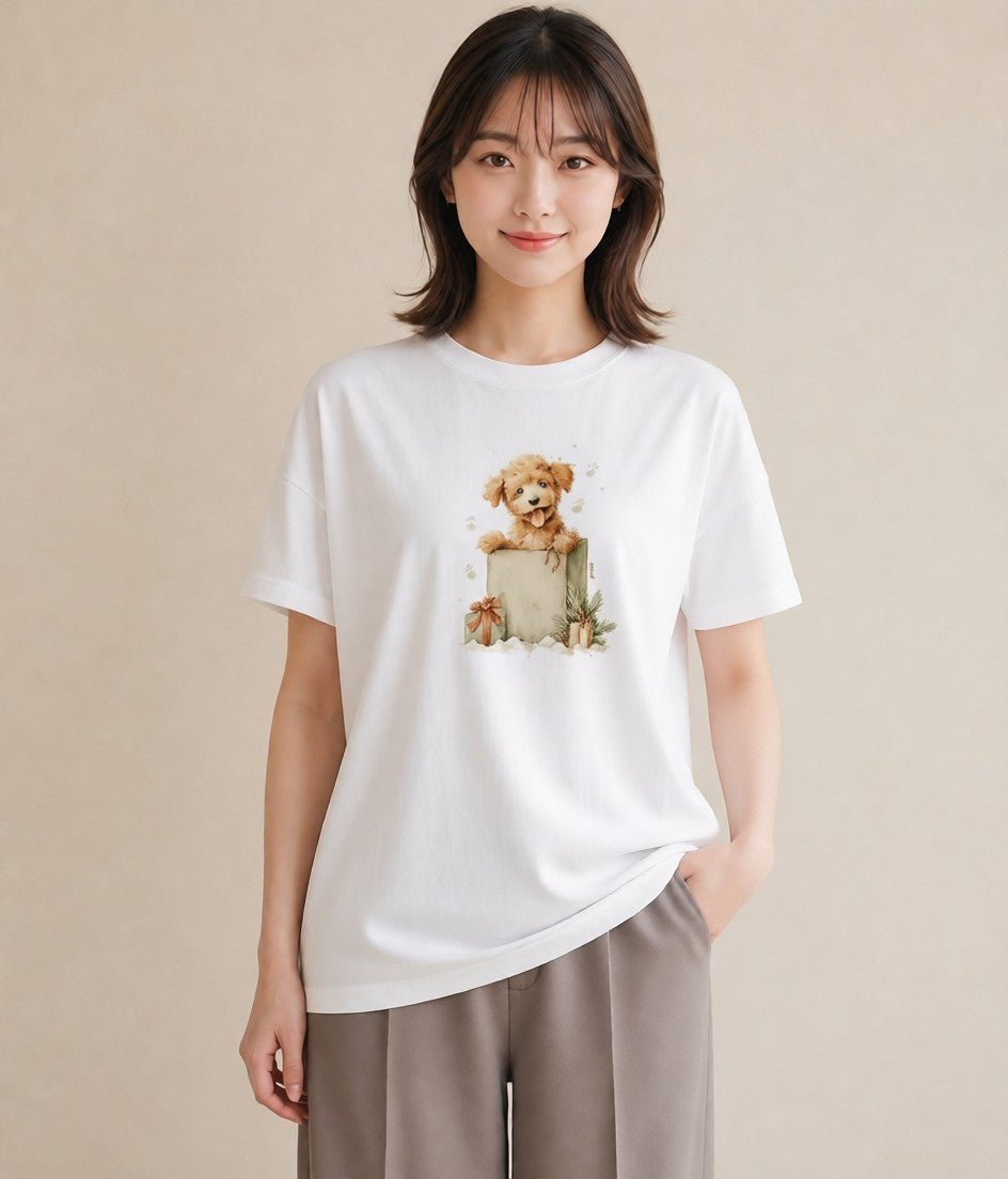 Tシャツ レディース トイプードル プードル 犬 いぬ イラスト 個性的 夏コーデ 通学 白T