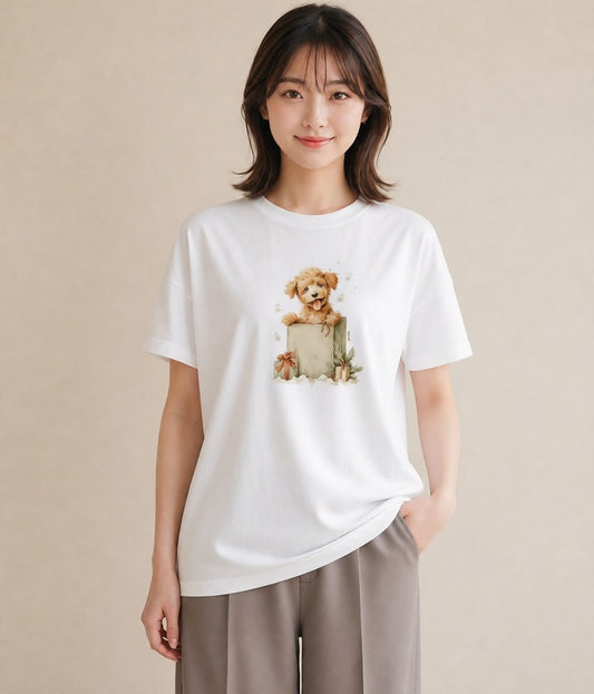 Tシャツ レディース トイプードル プードル 犬 いぬ イラスト 個性的 夏コーデ 通学 白T