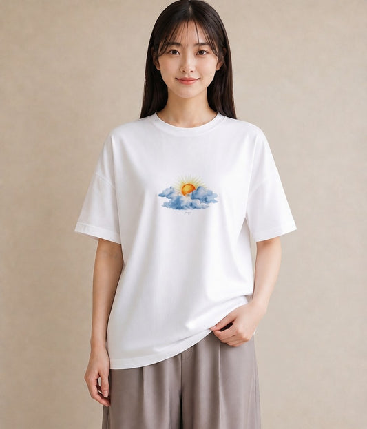 半袖Tシャツ レディース 空 星空 宇宙 イラスト ミニマル 社会人 女性 白T
