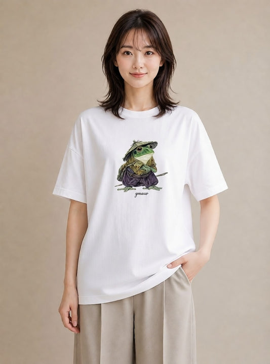 プリントTシャツ レディース カエル ペット 動物 イラスト ガーリー カフェ巡り 女子会 白T