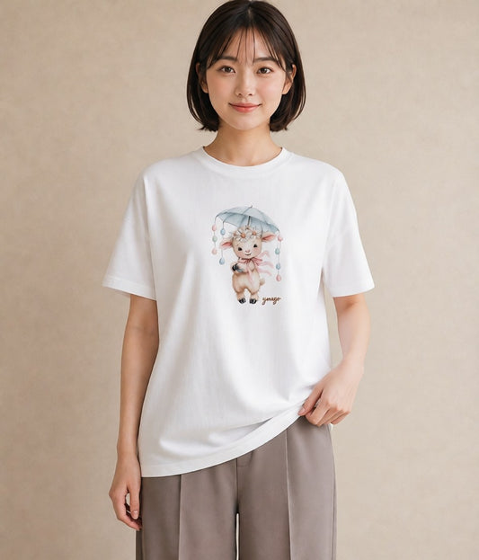 Tシャツ レディース アルパカ 動物 アニマル イラスト 旅行コーデ 自分用 ルームウェア 白T