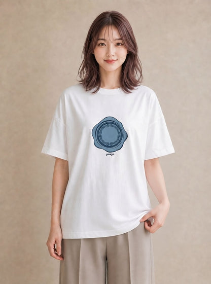 グラフィックTシャツ レディース 封蝋 手紙 アンティーク ナチュラル イラスト 淡色 ホワイトデー 春服 白T
