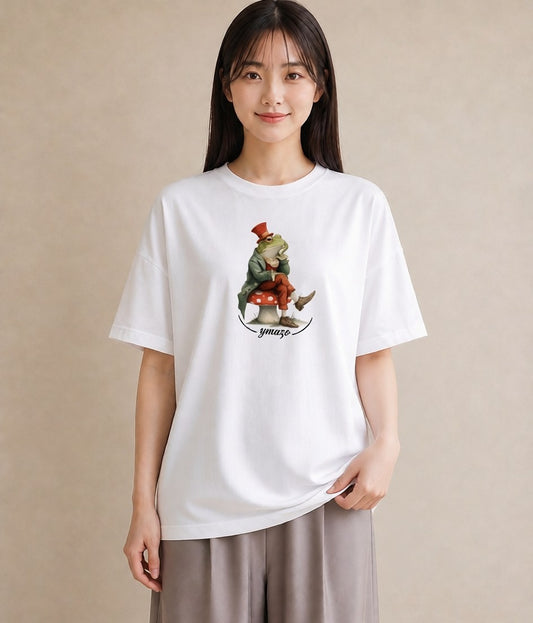 プリントTシャツ レディース カエル ペット 動物 イラスト 上品 部屋着 女性向けギフト 白T