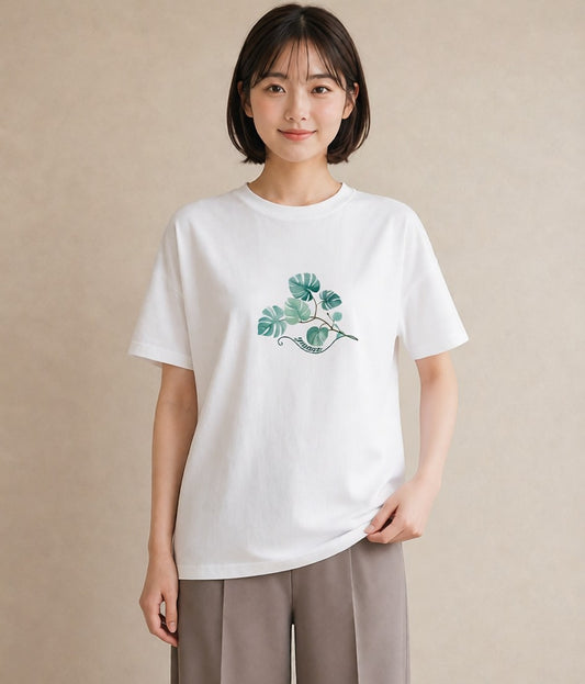 グラフィックTシャツ レディース ボタニカル 植物 イラスト ヴィンテージ風 部屋着 女性向けギフト 白T