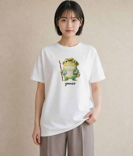 半袖Tシャツ レディース アマガエル ペット 動物 イラスト きれいめ ルームウェア ギフト 白T
