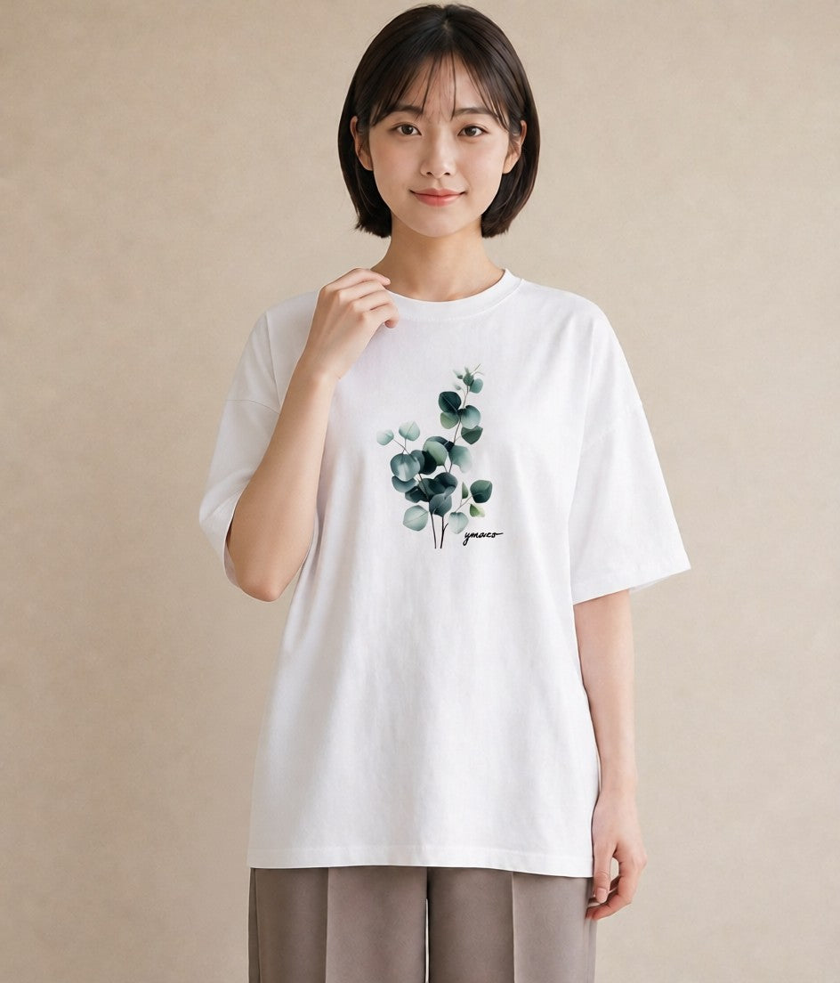 デザインTシャツ レディース 夕暮れ バルコニー 夕焼け ナチュラル アンティーク イラスト ミニマル 帰省 ラフ 白T