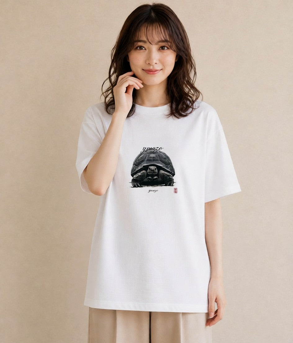 半袖Tシャツ レディース ゼニガメ ペット 動物 イラスト ガーリー ラフ レイヤード 白T