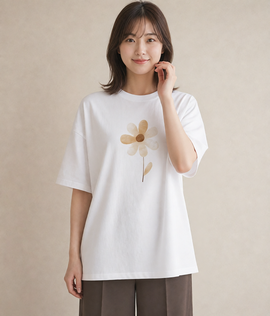 グラフィックTシャツ レディース カスミソウ かすみ草 花 花柄 イラスト 個性的 ホワイトデー 春服 白T