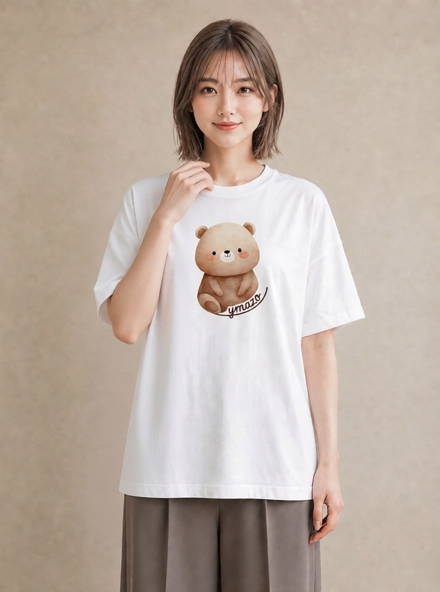 プリントTシャツ レディース しろくま 白くま 動物 アニマル イラスト カフェコーデ お揃い 親子 白T