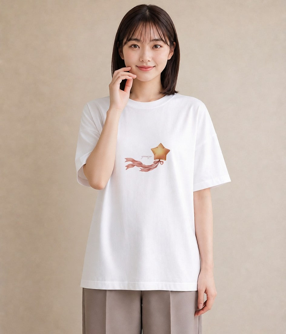 Tシャツ レディース 流れ星 星空 宇宙 イラスト ゆるかわ お揃い 親子 白T