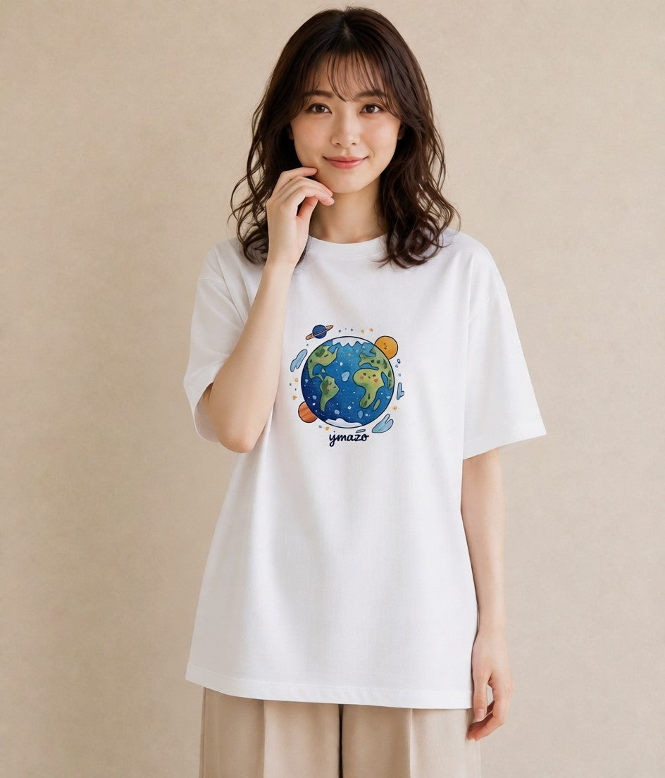 デザインTシャツ レディース 宇宙 星空 イラスト モード 夏コーデ 通学 白T
