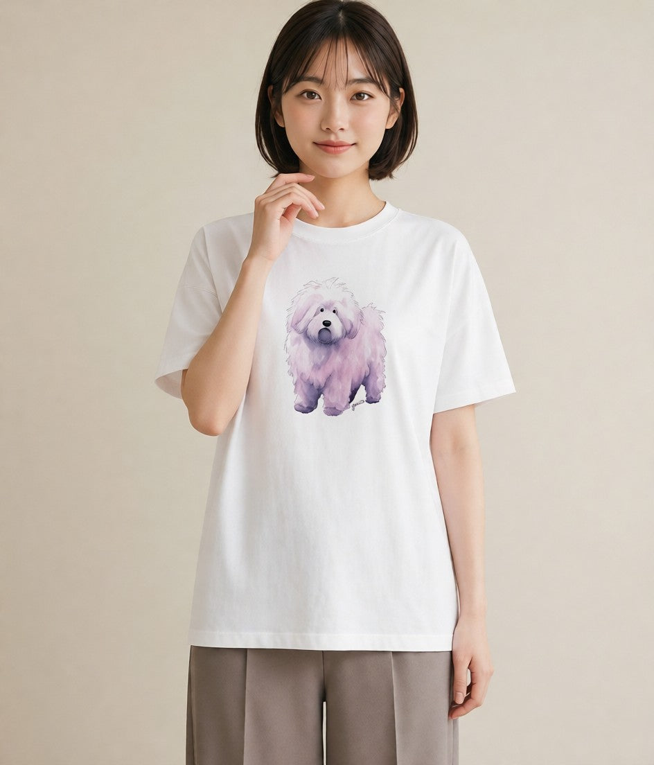 グラフィックTシャツ レディース ビションフリーゼ 犬 いぬ イラスト 北欧風 女子会 お揃い 白T