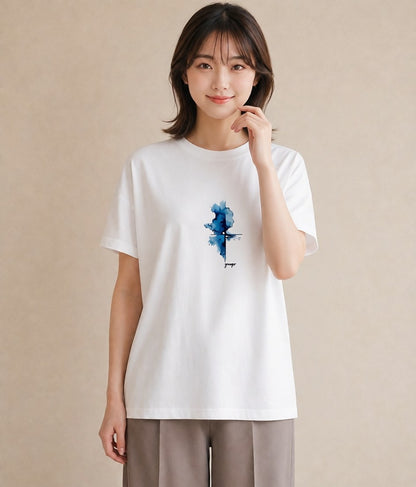 Tシャツ レディース 雨上がりの小道 雨上がり 小道 ナチュラル アンティーク イラスト ラフ レイヤード 白T
