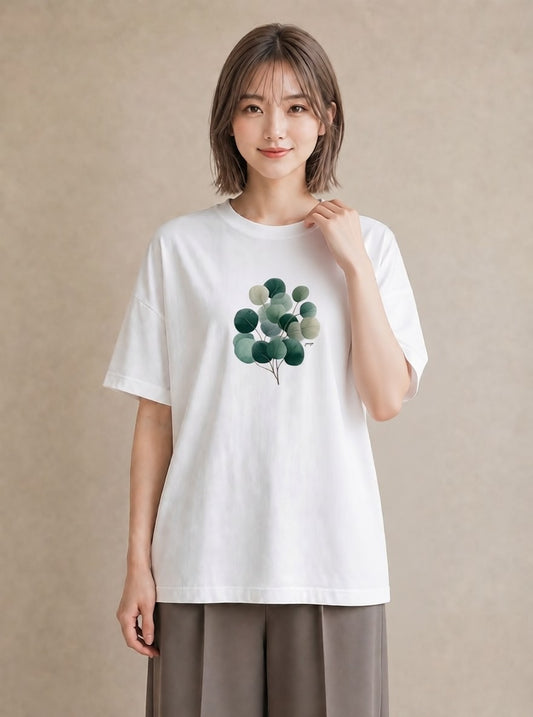 プリントTシャツ レディース 葉っぱ 植物 ボタニカル イラスト シンプル デイリーウェア 休日 白T