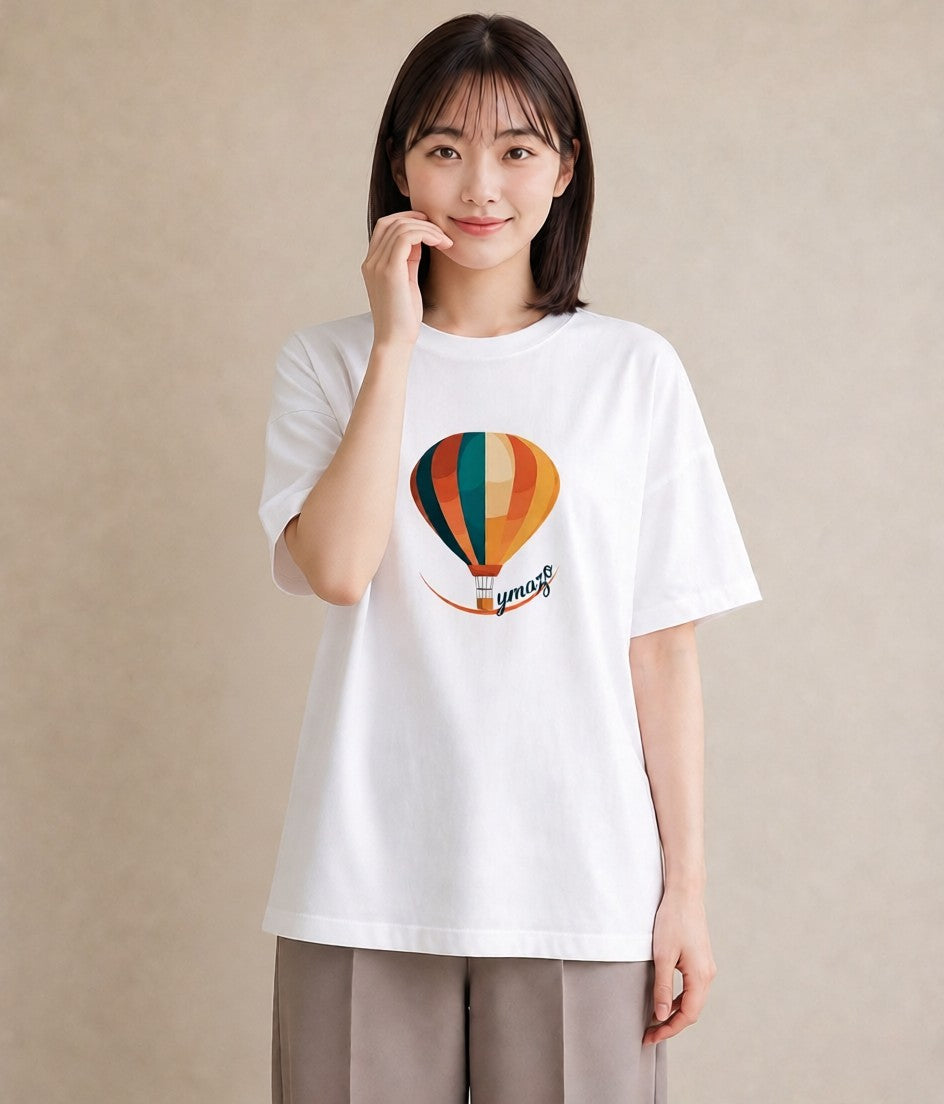 グラフィックTシャツ レディース 気球 星空 宇宙 イラスト 旅行コーデ 部屋着 女性向けギフト 白T