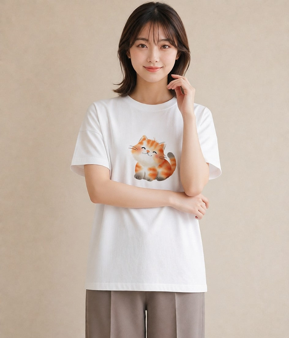 プリントTシャツ レディース マンチカン 猫 ねこ イラスト お揃い 親子 白T