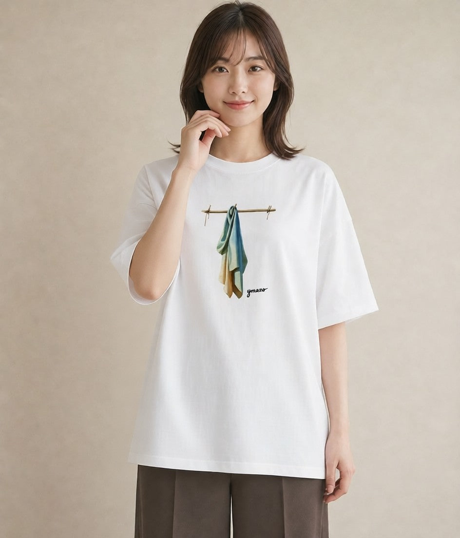 プリントTシャツ レディース 洗濯物 風 ナチュラル アンティーク イラスト ガーリー カフェ巡り 女子会 白T