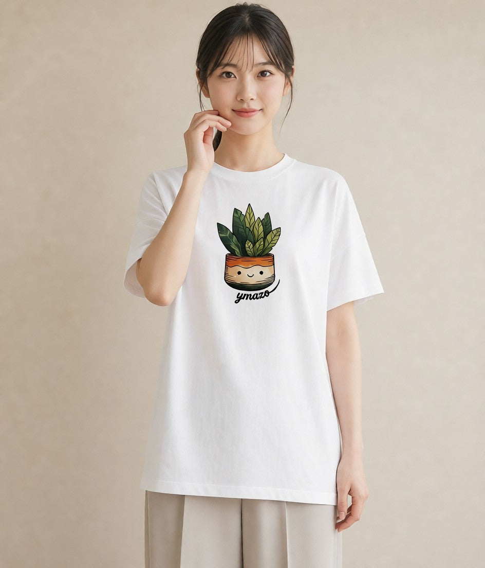 グラフィックTシャツ レディース 多肉植物 植物 ボタニカル イラスト ユニーク 散歩 お出かけ 白T