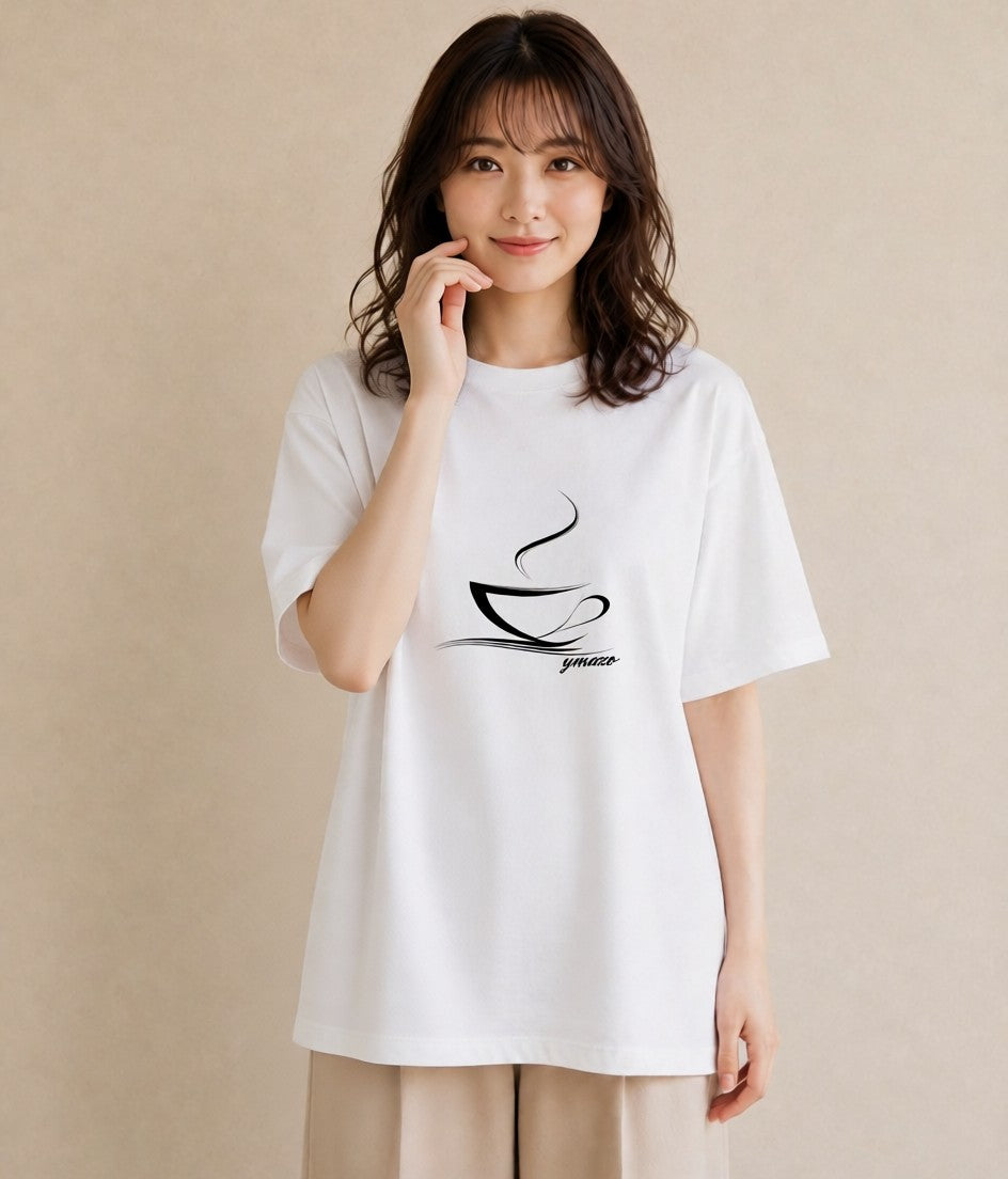 グラフィックTシャツ レディース コーヒー カフェ 珈琲 イラスト ヴィンテージ風 帰省 ラフ 白T