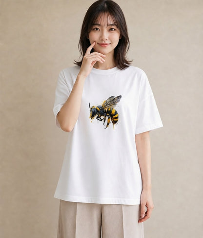 半袖Tシャツ レディース みつばち 昆虫 虫 イラスト こなれ感 姉妹 送別ギフト 白T