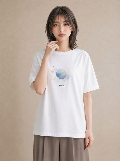 グラフィックTシャツ レディース 天秤座 星空 宇宙 イラスト ゆるコーデ 女性 旅行用 白T